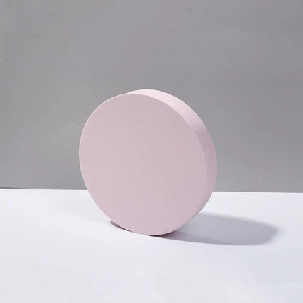 Geometric White Cube Photo Props Set for Photography Sessions - pink round foam prop used to create clean geometric product photography arrangements