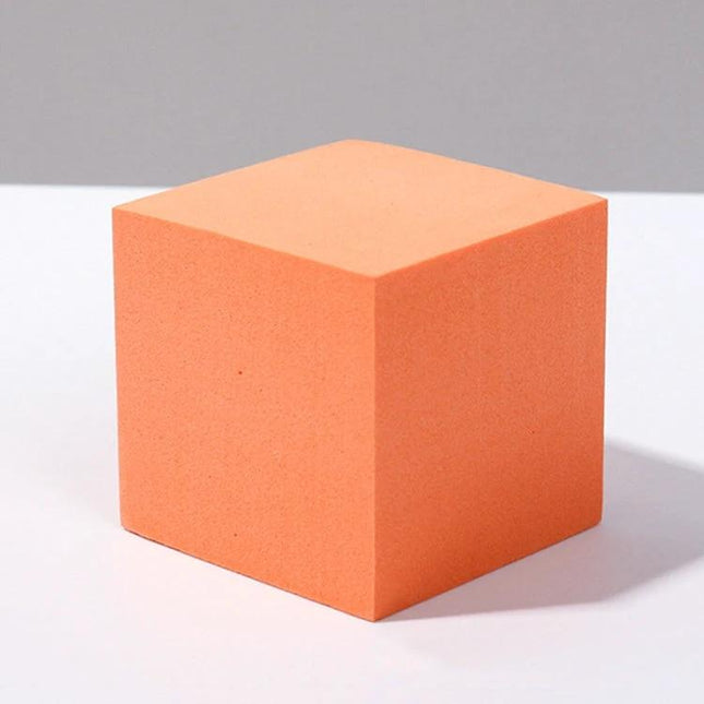 Geometric Photo Props Set with Shapes for Decoration and Photography orange polymer foam cube prop for product staging and jewelry display