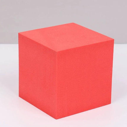 Geometric Photo Props Set in Various Sizes and Colors red polymer foam cube prop for product photography
