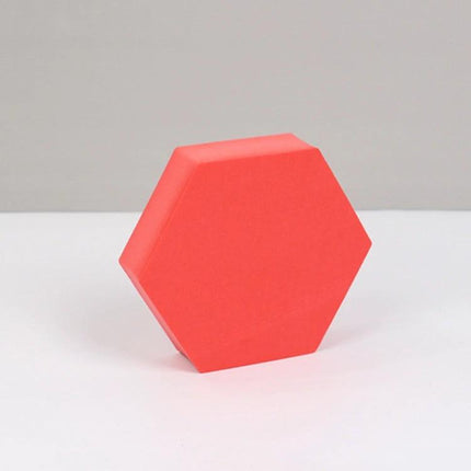 Geometric Photo Props Set in Various Sizes and Colors — red hexagon polymer foam prop for product photography