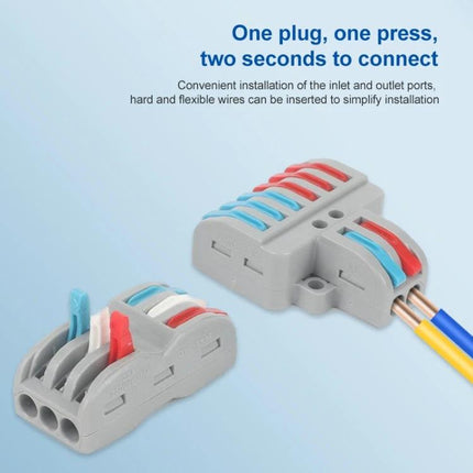 Colorful Quick Line Wire Terminal for Versatile Connections showing multi-color PA nylon and stainless steel quick-connect blocks with inserted wires