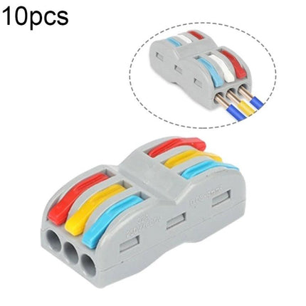 Colorful Quick Line Wire Terminal for Versatile Connections - 3-port PA nylon electrical connector with red yellow blue levers for DIY wiring