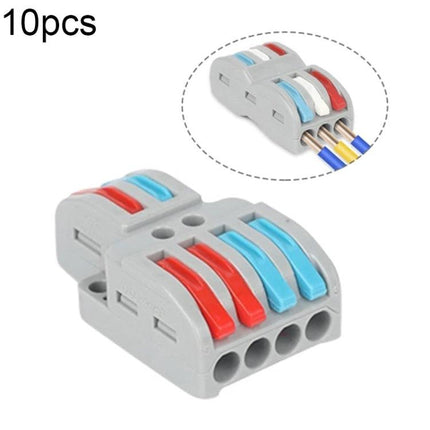 Colorful Quick Line Wire Terminal for Versatile Connections - compact PA nylon connector with red and blue levers for easy 3-wire hookups