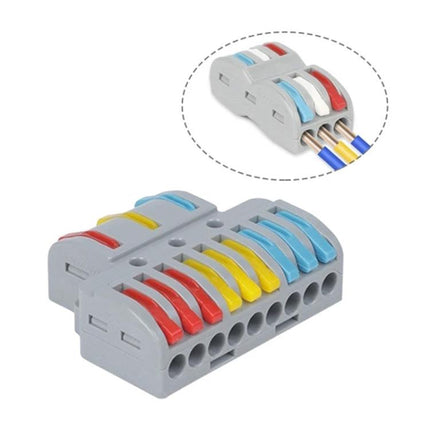 Colorful Quick Line Wire Terminal for Versatile Connections - compact PA nylon multi-wire connector with red yellow blue levers and stainless steel contacts