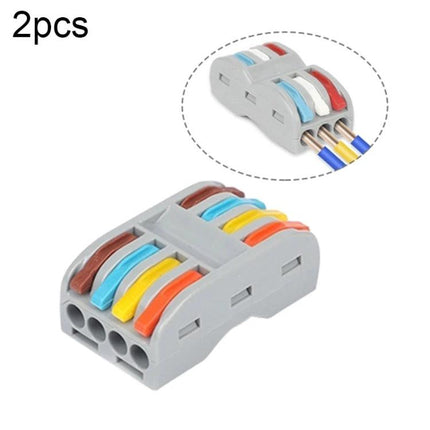 Colorful Quick Line Wire Terminal for Versatile Connections - compact PA nylon and stainless steel 5-port connector with colored levers for secure home wiring
