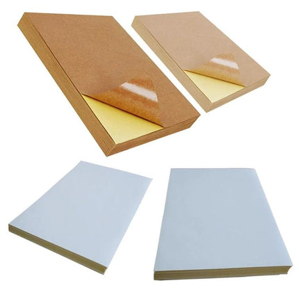 A4 Self-Adhesive Kraft Paper Stickers for Laser Inkjet Printing - eco kraft sheets with peelable backing for labeling, packaging and jar tags
