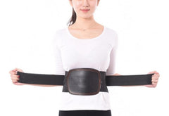 Lumbar Support Leather Belt with Steel Plate Fixation & Thermal Pad