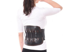 Lumbar Support Leather Belt with Steel Plate Fixation & Thermal Pad