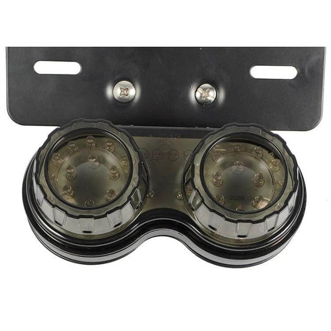 Motorcycle LED Integrated Tail Light With Brake And License Plate mounted dual LED lenses and license plate bracket
