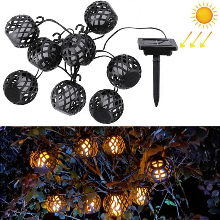 Cadena de luces solares con forma de bola de llama para exteriores, resistente al agua IP44