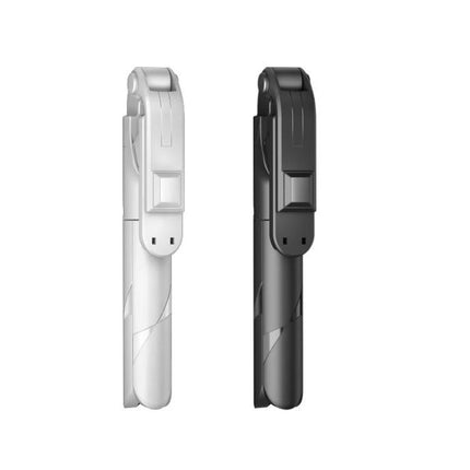 Compact Selfie Stick for Daily Travel and Event Photos slim foldable white and black models shown for pocketable on-the-go use