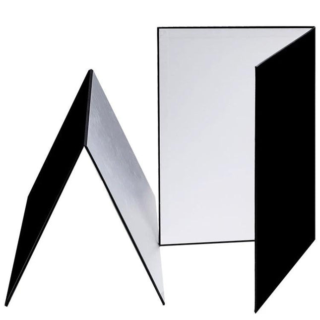 A3 Reflective Light Diffuser Board for Photography Lighting showing silver reflective surface and black sides used to soften shadows