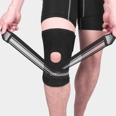 Knee Support Compression Brace with Spring Stabilizers for Sports Activities - Adjustable Size