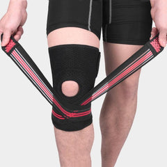 Knee Support Compression Brace with Spring Stabilizers for Sports Activities - Adjustable Size