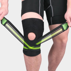 Knee Support Compression Brace with Spring Stabilizers for Sports Activities - Adjustable Size