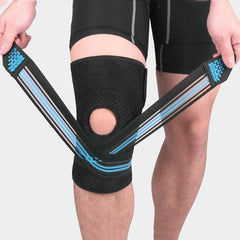 Knee Support Compression Brace with Spring Stabilizers for Sports Activities - Adjustable Size