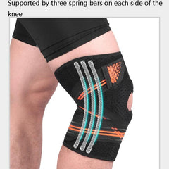 Knee Support Compression Brace with Spring Stabilizers for Sports Activities - Adjustable Size