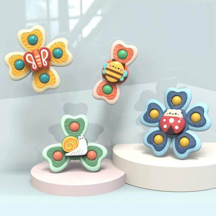 Baby Sucker Rotary Toys 4-In-1 Bath Time Toy Set For Babies - four suction bath toys bee snail butterfly ladybug in pastel colors for grasping