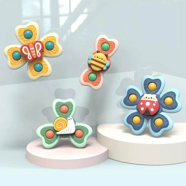 Baby Sucker Rotary Toys 4-In-1 Bath Time Toy Set For Babies - four suction bath toys bee snail butterfly ladybug in pastel colors for grasping