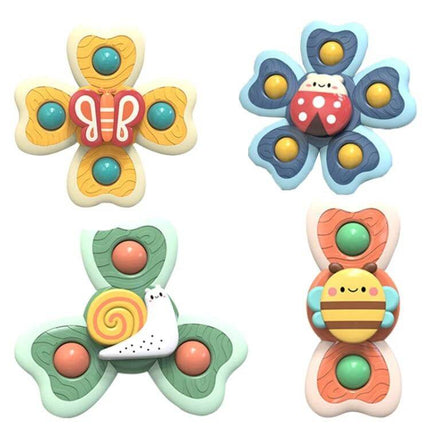Baby Sucker Rotary Toys 4-In-1 Bath Time Toy Set For Babies - colorful bee, snail, butterfly, ladybug suction bath toys for infants