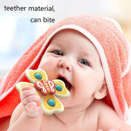Baby Sucker Rotary Toys 4-In-1 Bath Time Toy Set For Babies - baby chewing butterfly teether in towel, promotes grasping and bath play