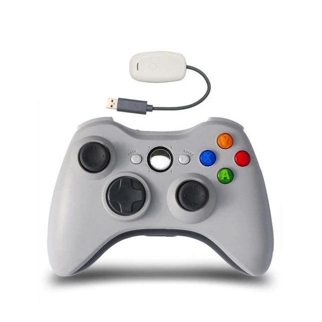 Essential Controller for Xbox Gaming in Your Living Room - wireless gray Xbox-style controller with USB adapter for couch gaming up to 30ft