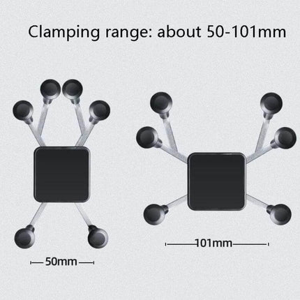 Six Claw Phone Holder For Bike Motorcycle EV Handlebar Or Mirror Mount showing 50–101mm clamping range and six-claw grip for 3.5–6.0 inch phones