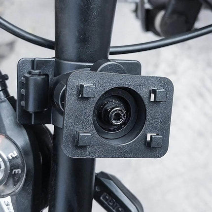 OKD Waterproof Touch Screen Phone Bag For Motorcycle And Bicycle mounted bracket on bike handlebar showing secure aluminum alloy holder