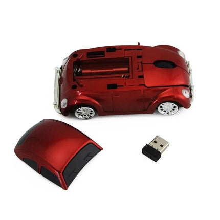 Wireless Car-Shaped Mouse for Everyday Computer Navigation in Multiple Colors - red wireless car-shaped mouse with USB receiver and removable top