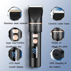 TURBO LCD Digital Hair Clipper for Men with Ceramic Blade and USB Charging