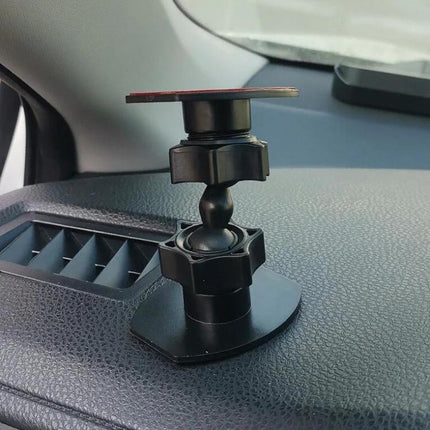 Compact Universal Mount for Phones and Cameras mounted on car dashboard for hands-free calls and stable video