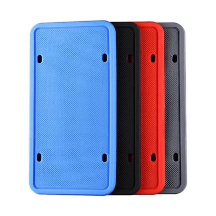 Waterproof Silicone License Plate Frames for Car Protection, 2 Sets - blue black red gray silicone protective frames