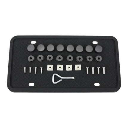 Waterproof Silicone License Plate Frames for Car Protection, 2 Sets - black silicone frame with mounting screws and caps