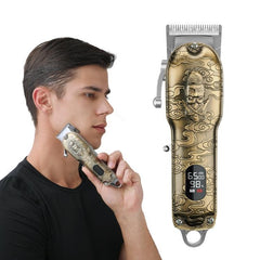 High-Power Retro Piaget Hair Clipper with LCD Display and Stainless Steel Blades