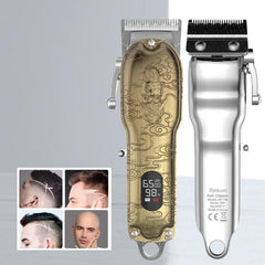 High-Power Retro Piaget Hair Clipper with LCD Display and Stainless Steel Blades