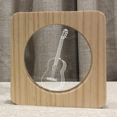 Guitar-Inspired LED Night Light with Solid Wood Frame