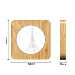 Eiffel Tower USB Wooden LED Night Light Table Lamp - Pine Design