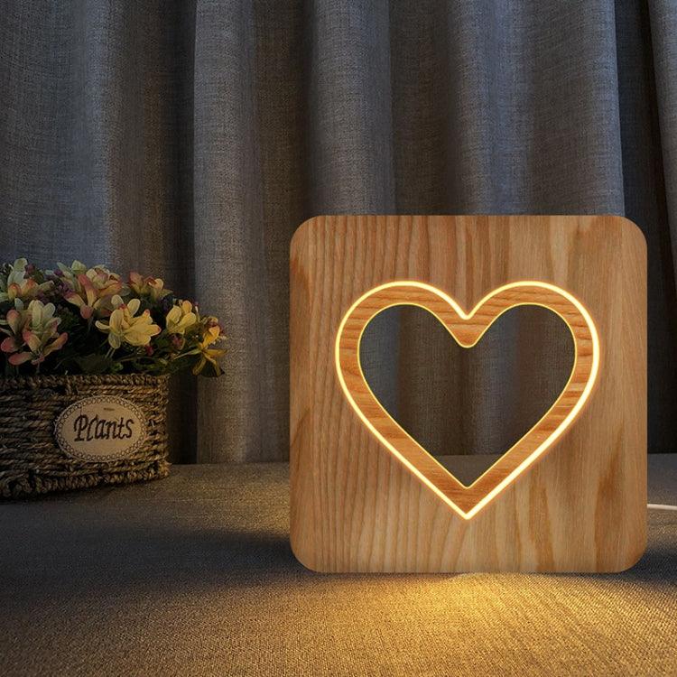 Romantic LED Wooden Night Light for Valentine's and Birthday Home Decoration