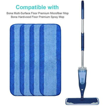 Fiber Mop Cleaning Pads for Bona Series Floor Use - blue microfiber replacement pads with spray mop for hardwood and tile