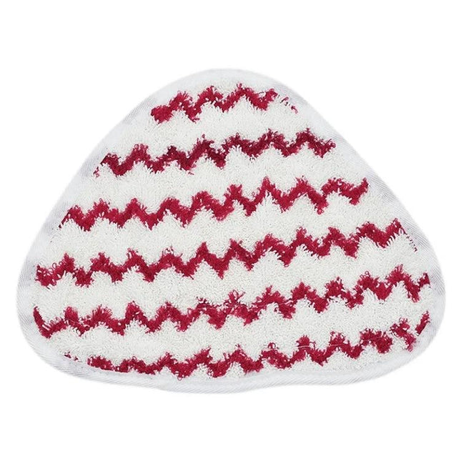 Replacement Microfiber Cleaning Cloths for Vileda and O-Cedar Steam Mops - triangular white microfiber pad with red zigzag scrubbing stripes
