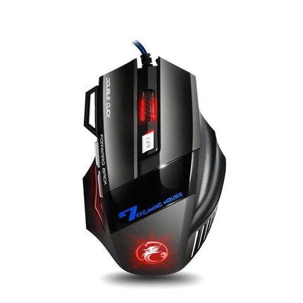 IMICE Ergonomic Wired Gaming Mouse with Breathing Light - black USB gaming mouse with adjustable DPI, ergonomic shape and red breathing LED