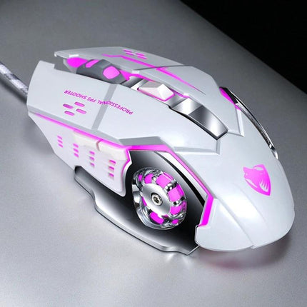 T-WOLF V6 Wired Gaming Mouse for Everyday Precision and Comfort white ergonomic RGB wired gaming mouse