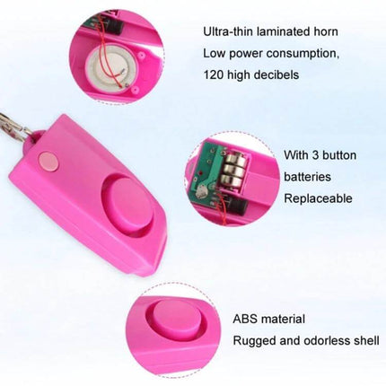 Personal Safety Alarm for Women, Children, and Elderly - compact pink ABS 120dB keychain alarm for quick emergency signaling