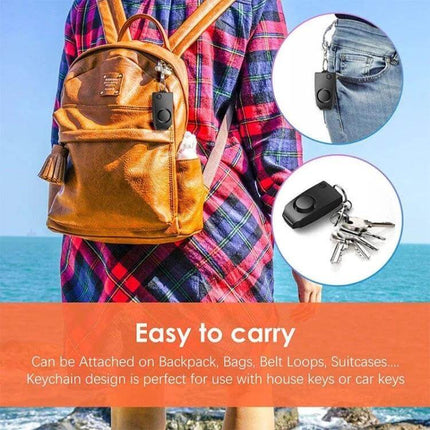 Personal Safety Alarm for Women, Children, and Elderly compact 120dB keychain alarm attached to backpack for easy carrying