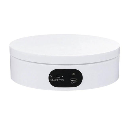 USB Rotating Turntable for Product Photography and Displays, 12cm - white 12cm USB rotating display platform with smooth motor and DC 5V port