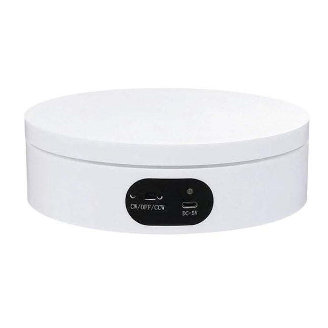 USB Rotating Turntable for Product Photography and Displays, 12cm - white 12cm USB rotating display platform with smooth motor and DC 5V port