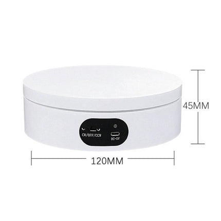 USB Rotating Turntable for Product Photography and Displays, 12cm - white 12cm plastic rotating display with smooth motor and USB power