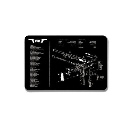 Non-Slip Single-Sided Mouse Pads for Office and Gaming, Set of 2 - black cloth rubber mouse pad with white 1911 gun schematic print