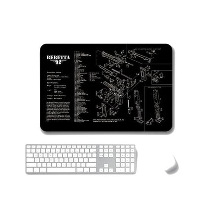 Non-Slip Single-Sided Mouse Pads for Office and Gaming, Set of 2 – black schematic gun blueprint design, rubber cloth non-slip gaming desk mat