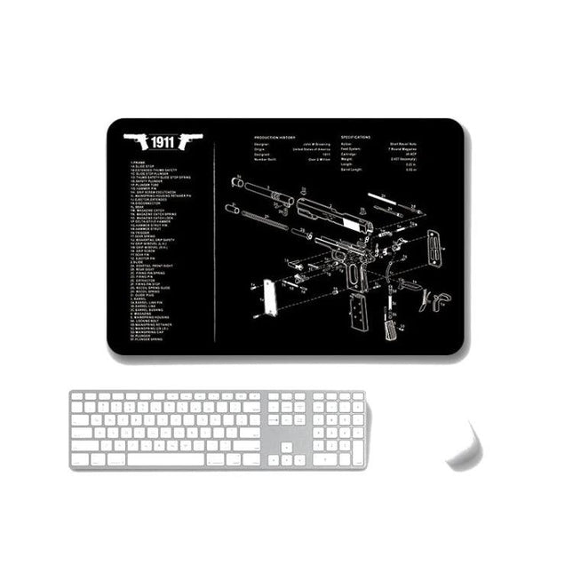 Non-Slip Mouse Pad Set of 2 for Office and Gaming Use black schematic design with rubber base and cloth surface for precise control
